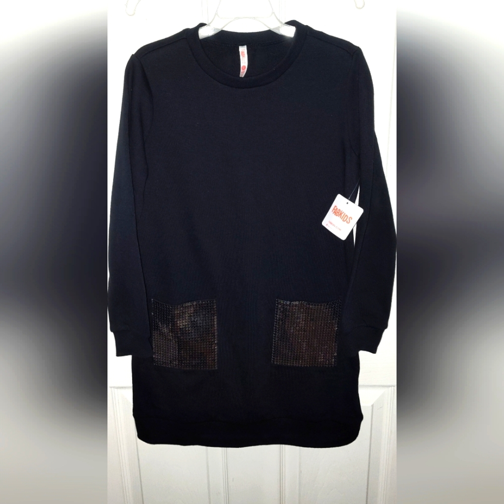 NWT FabKids Girl's Size L Sweatshirt Dress Top